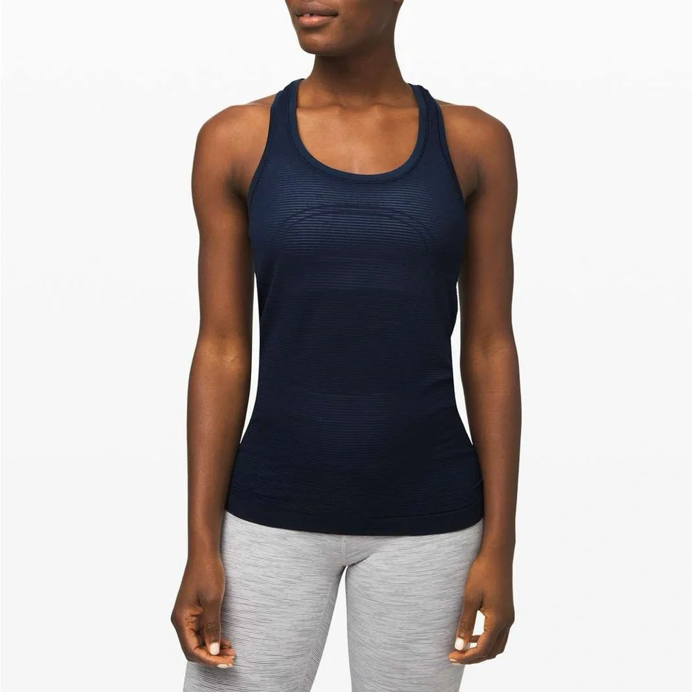 Lululemon Swiftly Speed Racerback Sheer Stripe in True‎ Navy